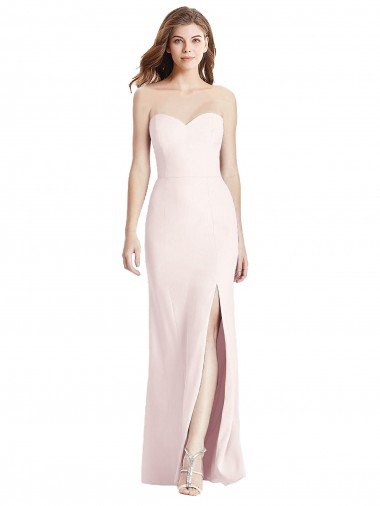 Affordable Strapless Crepe Trumpet Bridesmaid Dress / Prom Dress with Front Slit UK