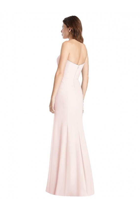 Affordable Strapless Crepe Trumpet Bridesmaid Dress / Prom Dress with Front Slit UK