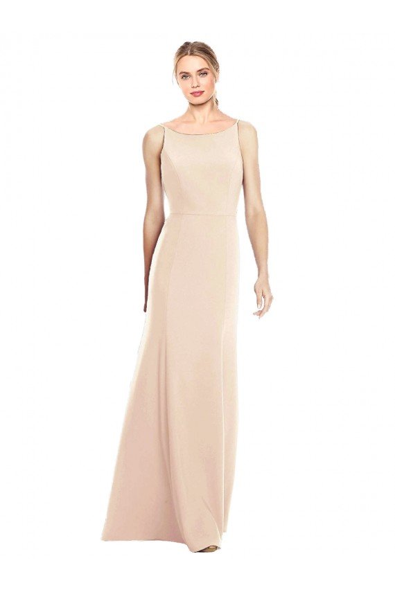 Affordable V-Spaghetti Strap Open Back Bateau Neck Trumpet Bridesmaid Dress / Prom Dress UK