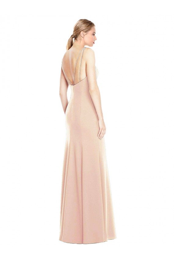 Affordable V-Spaghetti Strap Open Back Bateau Neck Trumpet Bridesmaid Dress / Prom Dress UK