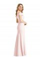 Affordable Off the Shoulder Notch Trumpet Formal Crepe Bridesmaid Dress / Prom Dress with Front Slit UK