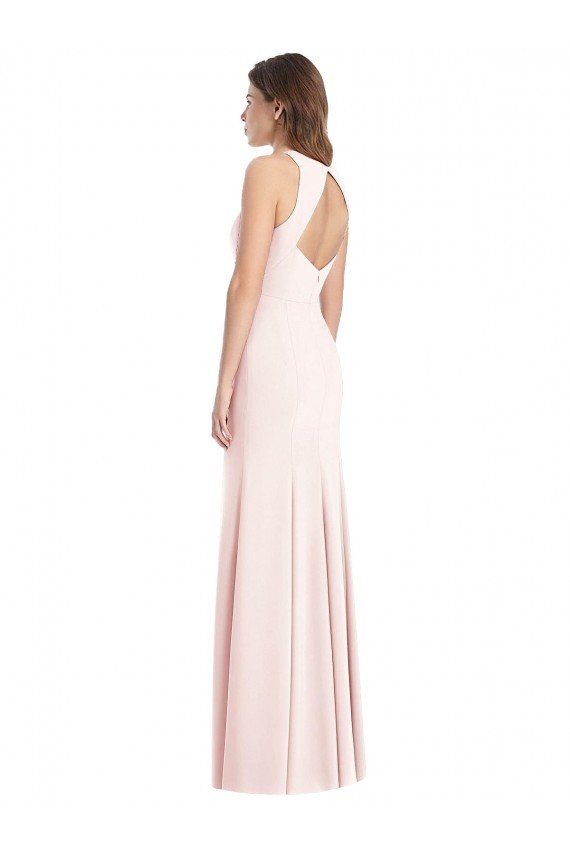 Affordable Diamond Cutout Back Trumpet Bridesmaid Dress / Prom Dress with Front Slit UK