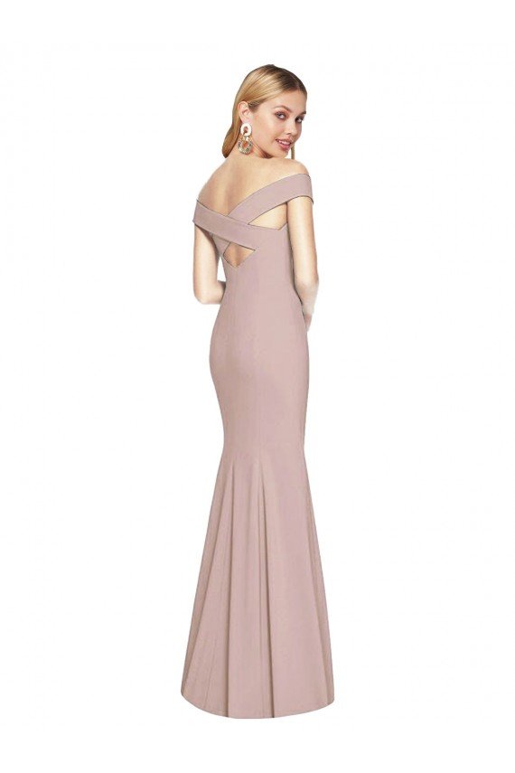 Affordable Off the Shoulder Criss Cross Back Trumpet Bridesmaid Dress / Prom Dress UK