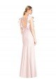 Affordable Ruffle Cap Sleeves Open Back Trumpet Bridesmaid Dress / Prom Dress UK