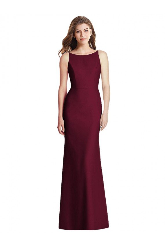 Affordable Open Cowl Back Bateau Neck Trumpet Bridesmaid Dress UK