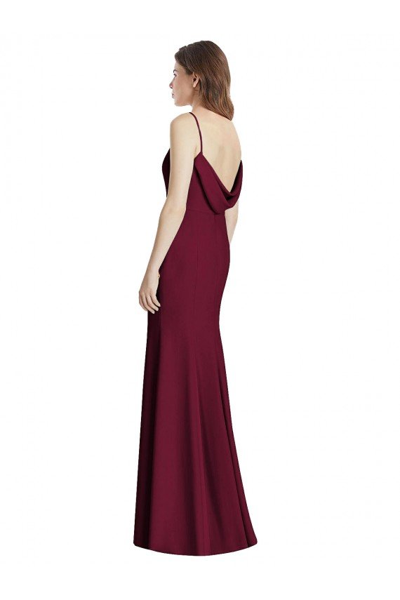 Affordable Open Cowl Back Bateau Neck Trumpet Bridesmaid Dress UK