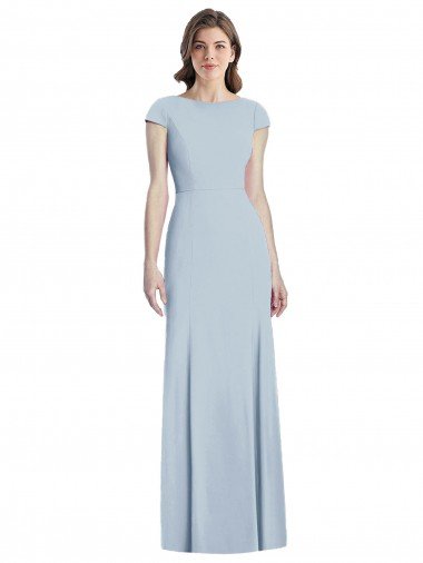 Affordable Bateau Neck Cap Sleeves Open Back Trumpet Bridesmaid Dress / Prom Dress UK