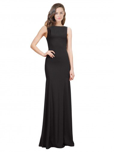 Affordable Sleeveless Bateau Neckline Crepe Bridesmaid Dress / Prom Dress with Twist Back UK