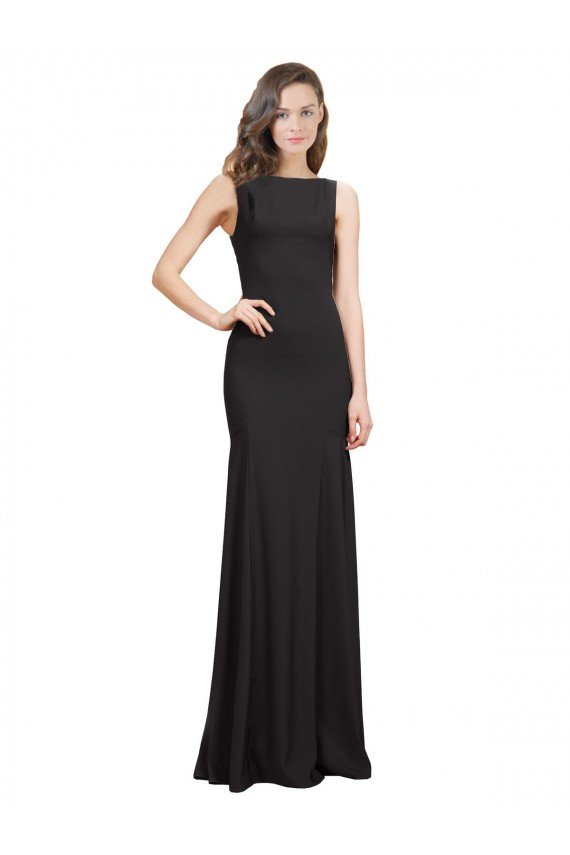 Affordable Sleeveless Bateau Neckline Crepe Bridesmaid Dress / Prom Dress with Twist Back UK