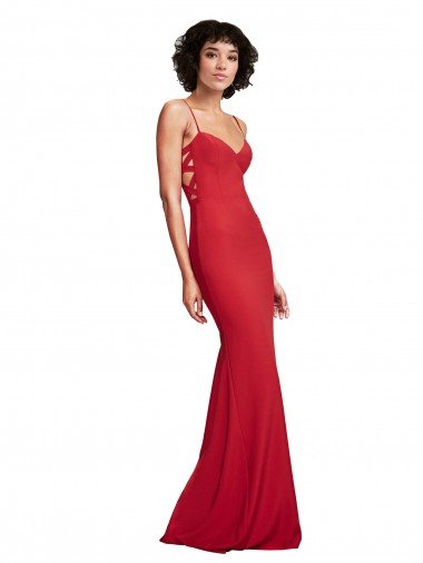 Affordable Spaghetti Strap Slip Neckline Formal Crepe Bridesmaid Dress / Prom Dress UK