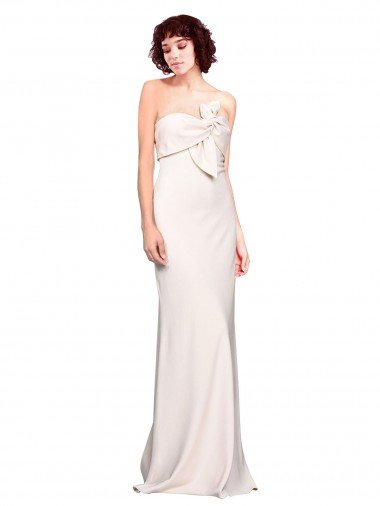 Affordable Strapless Crepe Fitted Bridesmaid Dress / Prom Dress with Twist Bow UK