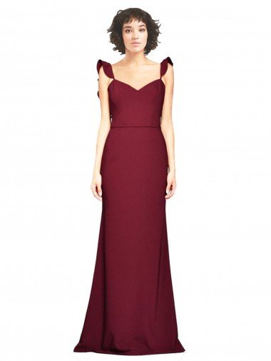 Affordable Crepe Slip Bridesmaid Dress / Prom Dress with Ruffled Straps UK