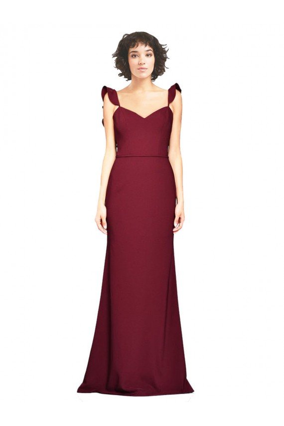 Affordable Crepe Slip Bridesmaid Dress / Prom Dress with Ruffled Straps UK