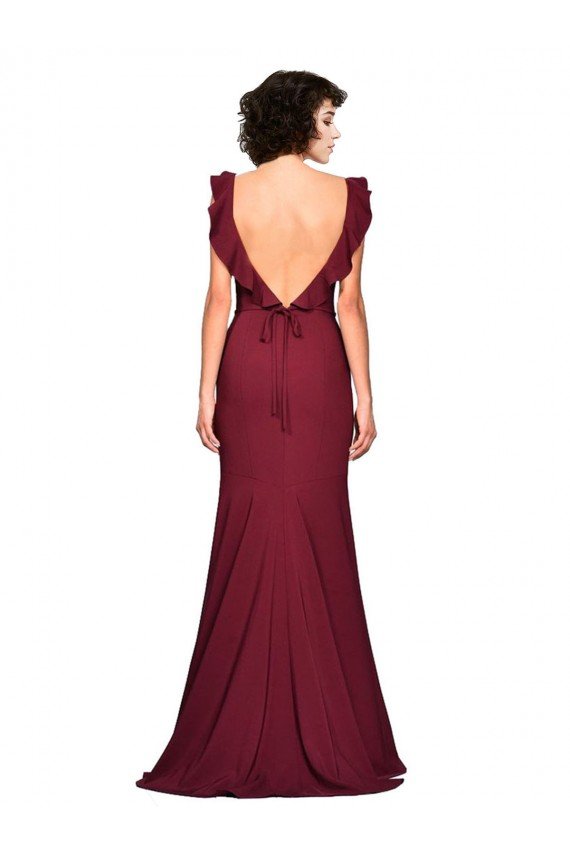 Affordable Crepe Slip Bridesmaid Dress / Prom Dress with Ruffled Straps UK