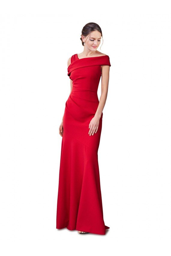 Affordable Sleeveless Ruched Formal Crepe Mermaid Bridesmaid Dress / Prom Dress with Off The Shoulder Detail UK