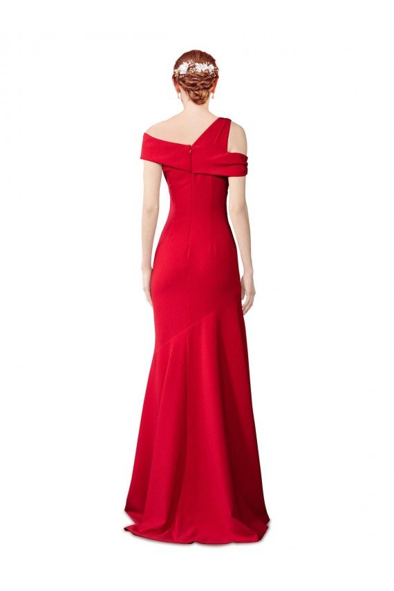 Affordable Sleeveless Ruched Formal Crepe Mermaid Bridesmaid Dress / Prom Dress with Off The Shoulder Detail UK