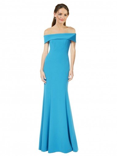 Affordable Off the Shoulder Formal Crepe Bridesmaid Dress / Prom Dress with Fitted Silhouette UK