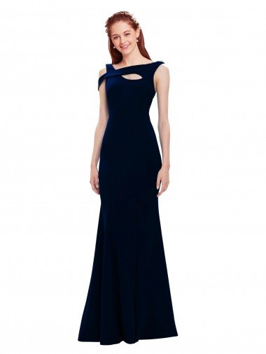 Affordable Sleeveless Formal Crepe Mermaid Bridesmaid Dress / Prom Dress with Side Slit UK