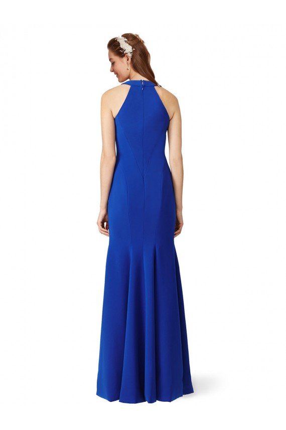 Affordable Halter V-Neck Long A-Line Formal Crepe Bridesmaid Dress / Prom Dress UK