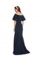 Affordable Off the Shoulder Formal Crepe Bridesmaid Dress / Prom Dress with Short Ruffle Sleeves. UK