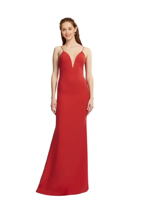 Affordable Mermaid Plunging V-Neck Formal Crepe Bridesmaid Dress / Prom Dress with Wide Open Back UK