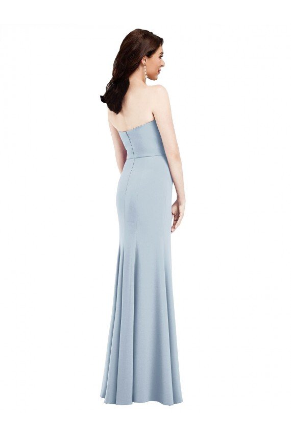 Affordable Strapless Notch Crepe Bridesmaid Dress / Prom Dress with Front Slit UK