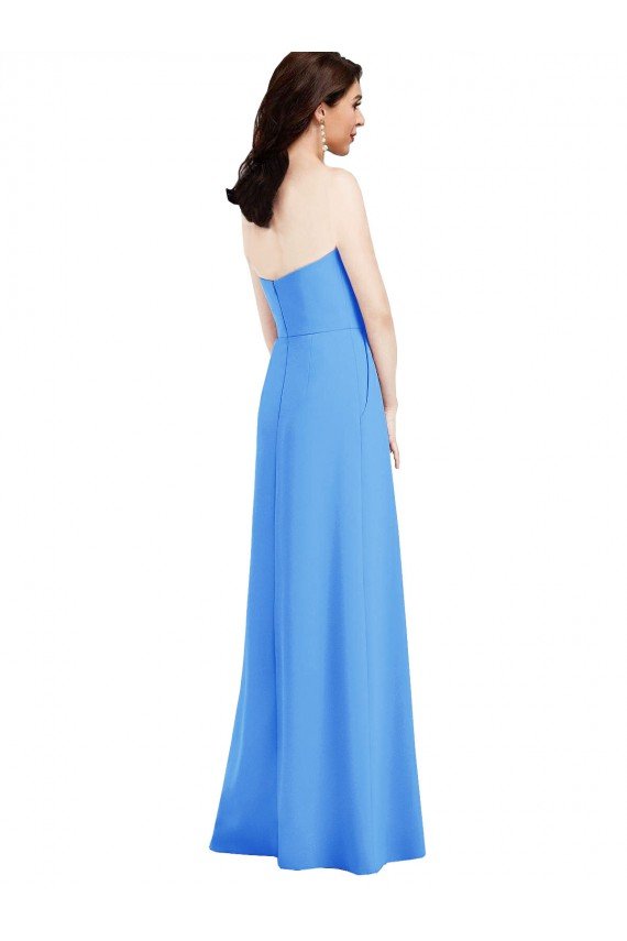 Affordable Strapless Pleated Skirt Crepe Bridesmaid Dress / Prom Dress with Pockets UK