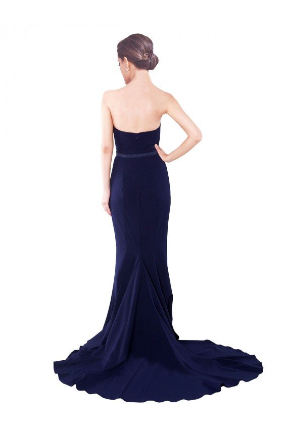 Affordable Strapless Sweetheart Neckline Crepe Bridesmaid Dress / Prom Dress with Satin Waistband UK