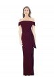 Affordable Off the Shoulder Long Formal Crepe Bridesmaid Dress / Prom Dress with Waist Tie UK