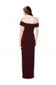 Affordable Off the Shoulder Long Formal Crepe Bridesmaid Dress / Prom Dress with Waist Tie UK