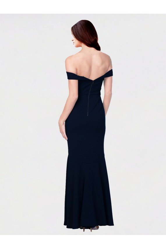 Affordable Mermaid Off the Shoulder Long Formal Crepe Bridesmaid Dress / Prom Dress with Low Back UK