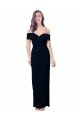 Affordable Off the Shoulder Long Full Length Formal Crepe Bridesmaid Dress / Prom Dress with Side Split UK