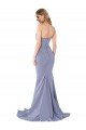 Affordable Long Strapless Sweetheart Sweep Train Formal Crepe Bridesmaid Dress / Prom Dress with Low Back UK