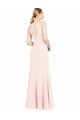 Affordable Slim A-Line V-Neck Long Stretch Formal Crepe Bridesmaid Dress / Prom Dress with V-Back UK