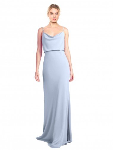 Affordable Feminine Cowl Neck Slim Floor Length Stretch Formal Crepe Bridesmaid Dress / Prom Dress UK