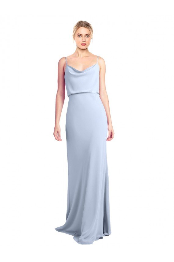 Affordable Feminine Cowl Neck Slim Floor Length Stretch Formal Crepe Bridesmaid Dress / Prom Dress UK