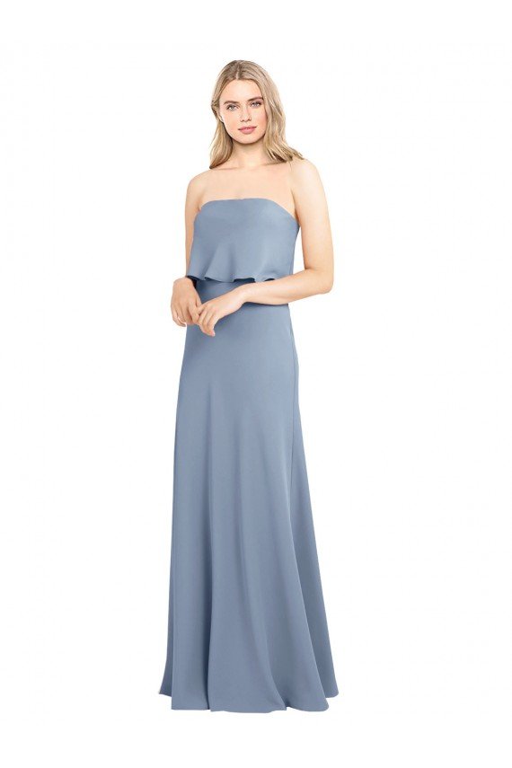 Affordable High Neck Sheath Sleeveless Stretch Formal Crepe Bridesmaid Dress / Prom Dress UK