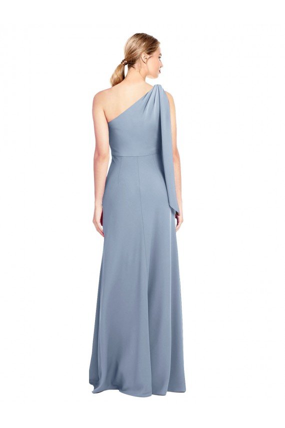 Affordable Draped Flutter Sleeves One Shoulder Stretch Formal Crepe Bridesmaid Dress / Prom Dress UK