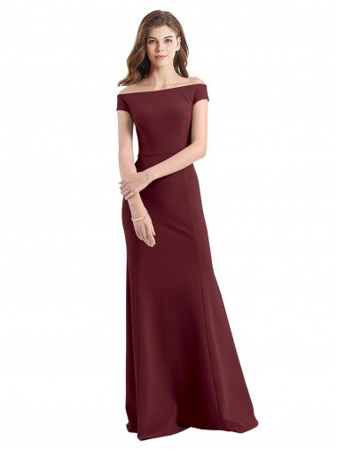 Affordable Off the Shoulder Fit and Flare Stretch Crepe Bridesmaid Dress / Prom Dress UK