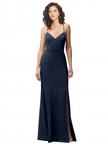 Affordable Sweetheart Fit and Flare Stretch Formal Crepe Bridesmaid Dress / Prom Dress with Side Slit and Strappy Back UK