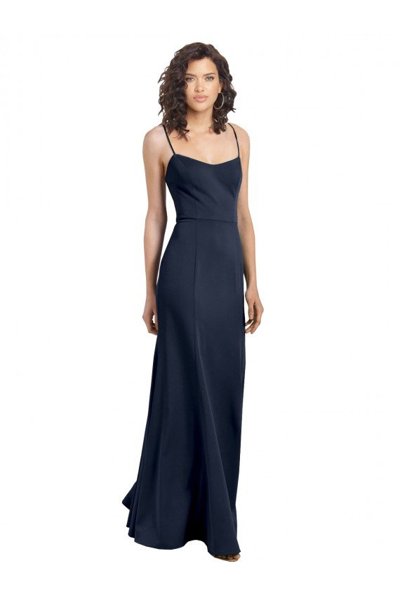 Affordable Fit and Flare Scoop Neck Long Sleeveless Stretch Formal Crepe Bridesmaid Dress / Prom Dress UK