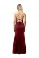 Affordable Fit and Flare Halter Neckline Stretch Formal Crepe Bridesmaid Dress / Prom Dress with Strappy Back UK