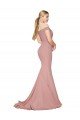 Affordable Off the Shoulder Sweetheart Long Sweep Train Formal Crepe Bridesmaid Dress / Prom Dress UK