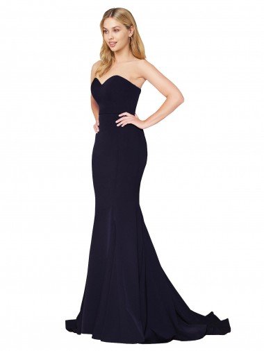 Affordable Sweetheart High Neck Sweep Train Sleeveless Formal Crepe Bridesmaid Dress / Prom Dress UK