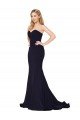 Affordable Sweetheart High Neck Sweep Train Sleeveless Formal Crepe Bridesmaid Dress / Prom Dress UK