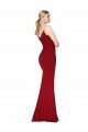 Affordable Spaghetti Straps V-Neck Long Formal Crepe Dress with High Slit UK