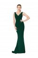 Affordable V-Neck Floor Length Long Formal Crepe Mermaid Bridesmaid Dress / Prom Dress UK