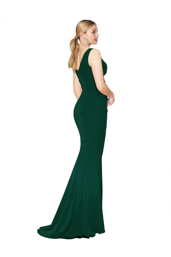 Affordable V-Neck Floor Length Long Formal Crepe Mermaid Bridesmaid Dress / Prom Dress UK