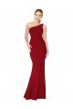 Affordable One Shoulder Long High Neck Sleeveless Mermaid Formal Crepe Bridesmaid Dress / Prom Dress UK