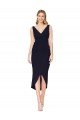 Affordable Knee Length V-Neck Formal Crepe Short Cocktail Wrap Bridesmaid Dress / Prom Dress UK